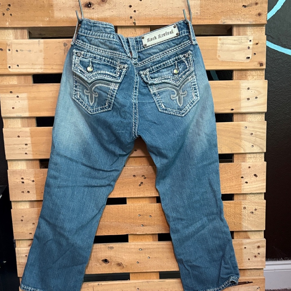 Rock Revival Distressed Blue Jeans
